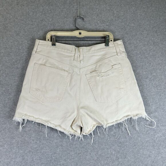 Free People Shorts Womens 30 Distress Denim Jean White Cut Off Button Fly We The - Picture 8 of 13